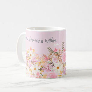 Mug Jardin floral rose avec citation Bouddha Minutieux