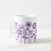 Mug Jardin moderne à fleurs violettes rétro (Devant gauche)