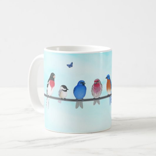 Mug jardin oiseaux clothesline 1 (Devant gauche)