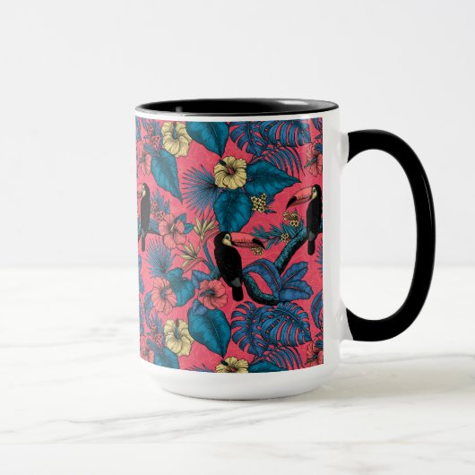 Mug Jardin toucan en rouge et bleu (Droite)