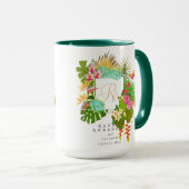 Mug Jardin tropical Monogramme blanc (Devant droit)