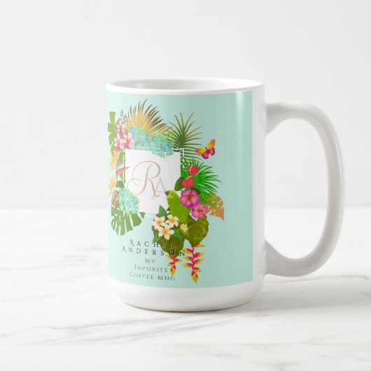 Mug Jardin tropical Monogramme vert (Droite)