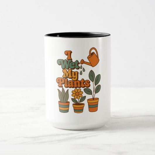 Mug J'arrose mes plantes – Rayures Rétro 70 (Centre)