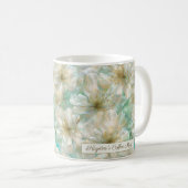 Mug Jasmin de luxe vert sauge floral doré Script (Devant droit)
