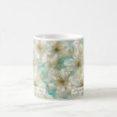 Mug Jasmin de luxe vert sauge floral doré Script (Centre)