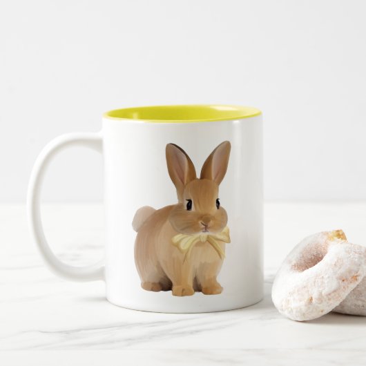 Mug Jaune Adorable Lapin (Avec donut)