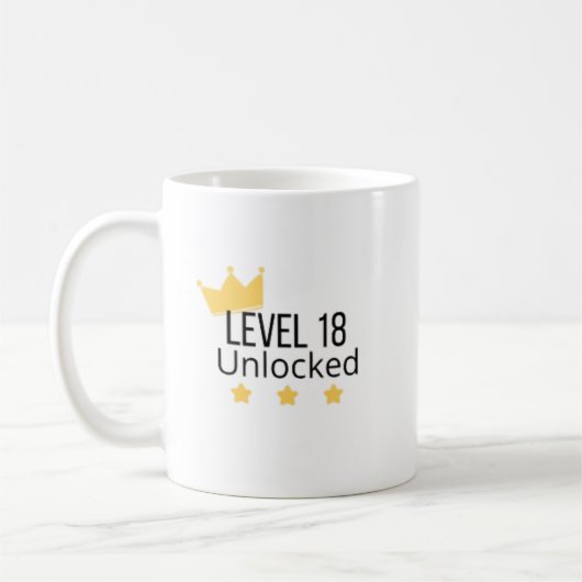 Mug Jaune Anniversaire Niveau 18 Débloqué (Gauche)