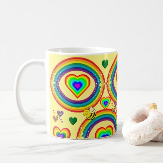 Mug jaune arc-en-ciel (Avec donut)