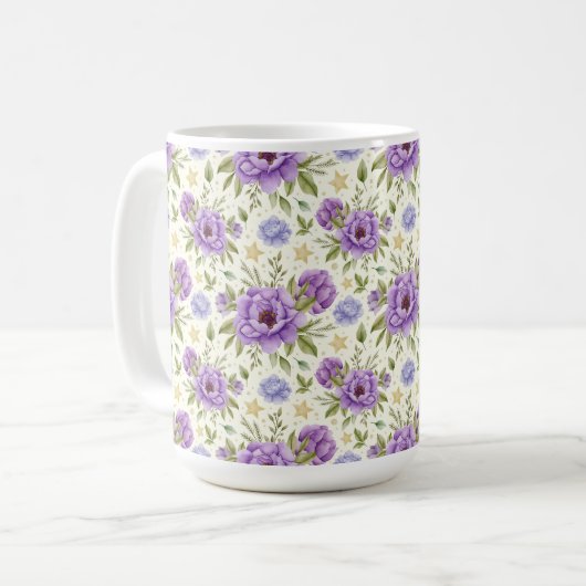 MUG JAUNE AUX TONS DE FLEURS D'EAU VIOLENTES (Devant gauche)