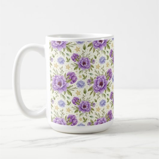 MUG JAUNE AUX TONS DE FLEURS D'EAU VIOLENTES (Gauche)