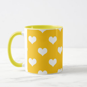 Mug Jaune Blanc Amour Coeur Design Motif