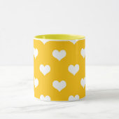 Mug Jaune Blanc Amour Coeur Design Motif (Centre)