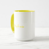 Mug Jaune Blanc Élégant Nom personnalisé Mères Jour Ca (Devant gauche)