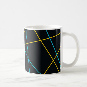 Mug Jaune, Bleu, cool, tendance, urbain, lignes modern