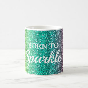 Mug Jaune, Bleu et Rose Paillettes Née pour Briller