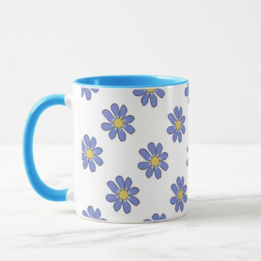Mug Jaune bleu romantique graphique floral (Gauche)