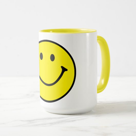 Mug Jaune brillant et joyeux visage souriant (Devant droit)