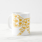Mug Jaune citrouille arc heureux Halloween ajouter le (Devant gauche)