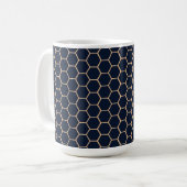 Mug Jaune clair géométrique sur Hexagon bleu foncé (Devant gauche)