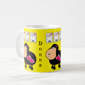 Mug Jaune Cœurs Roses Moutons (Devant gauche)