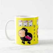 Mug Jaune Cœurs Roses Moutons (Gauche)