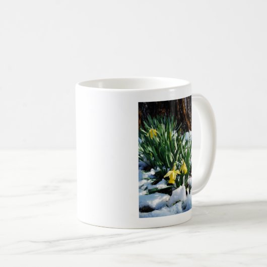 Mug Jaune Daffodils fleurs dans la neige (Devant droit)