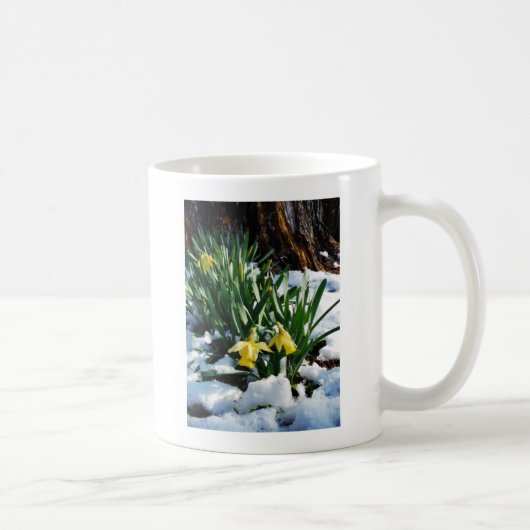 Mug Jaune Daffodils fleurs dans la neige (Droite)