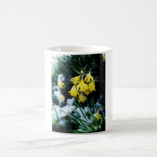 Mug Jaune Daffodils fleurs dans la neige (Centre)