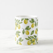 Mug Jaune d'été citrons à l'aquarelle avec feuilles ve (Centre)