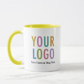 Mug Jaune Deux Tons avec nom Custom Business Logo (Gauche)