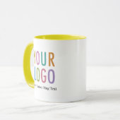Mug Jaune Deux Tons avec nom Custom Business Logo (Devant gauche)