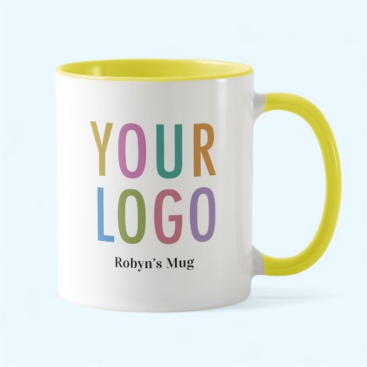 Mug Jaune Deux Tons avec nom Custom Business Logo
