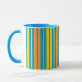 Mug Jaune et bandes verticales orange bleu (Gauche)