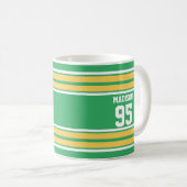 Mug Jaune et Jersey vert rayé Couleurs personnalisées (Devant droit)