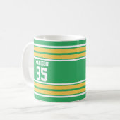 Mug Jaune et Jersey vert rayé Couleurs personnalisées (Devant gauche)