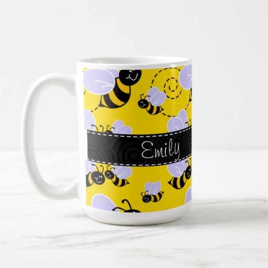Mug Jaune et noir gaffez l'abeille (Gauche)
