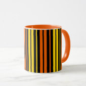 Mug Jaune et orange rayures verticales noires (Devant droit)