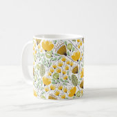 Mug Jaune et vert Motif décoratif Floral Design (Devant gauche)