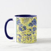 Mug jaune Fleurs bleues (Gauche)