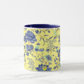 Mug jaune Fleurs bleues (Centre)