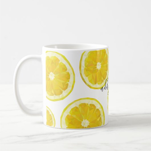 Mug Jaune frais tranche citron texte personnalisé  (Gauche)