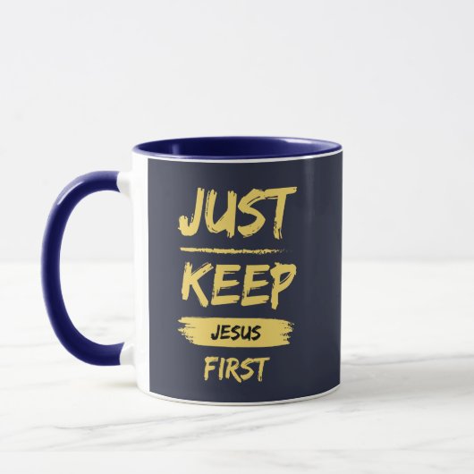 Mug Jaune Gardez Jésus d'abord (Gauche)