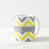 Mug Jaune Gris Foncé Blanc Grand Chevron Gris Monogram (Devant droit)