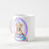 Mug Jaune Lab Cake Face Anniversaire (Devant gauche)