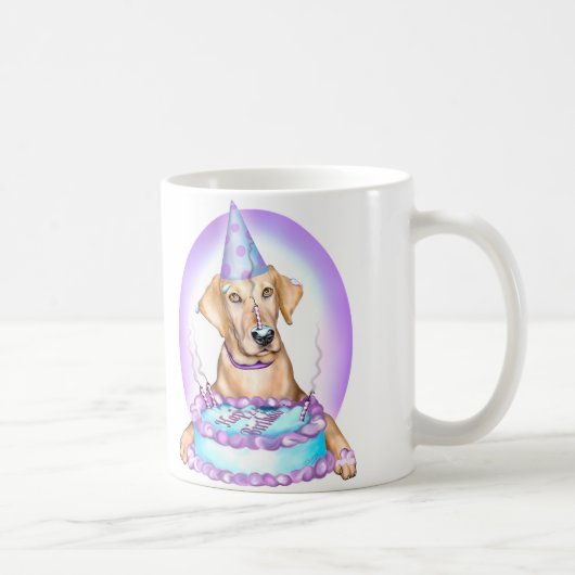 Mug Jaune Lab Cake Face Anniversaire (Droite)