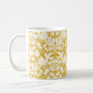 Mug Jaune Moutarde Art Populaire Motif Symétrique Otom