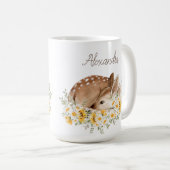 Mug Jaune Notre Petit Cher Cerf, Fleurs De Soleil Mour (Devant droit)