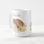 Mug Jaune Notre Petit Cher Cerf, Fleurs De Soleil Mour (Devant gauche)