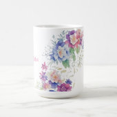 Mug jaune pastel floral blanc rose (Centre)
