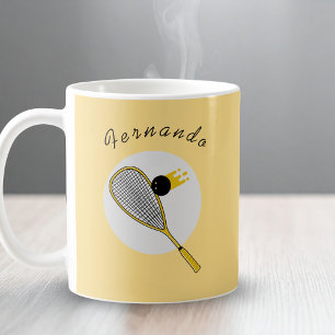 Mug Jaune Rackball Jaune Entraîneur Nom personnalisé